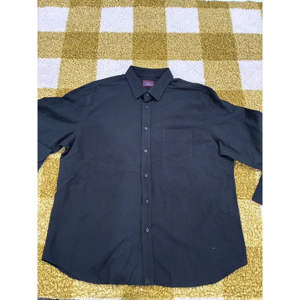 UNTUCKit Mens XXL Black Cotton Long Sleeve Button‎ Down Shirt Chest Pocket